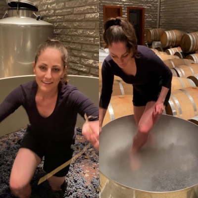 Érica pisando uvas pinot noir safra 2022
